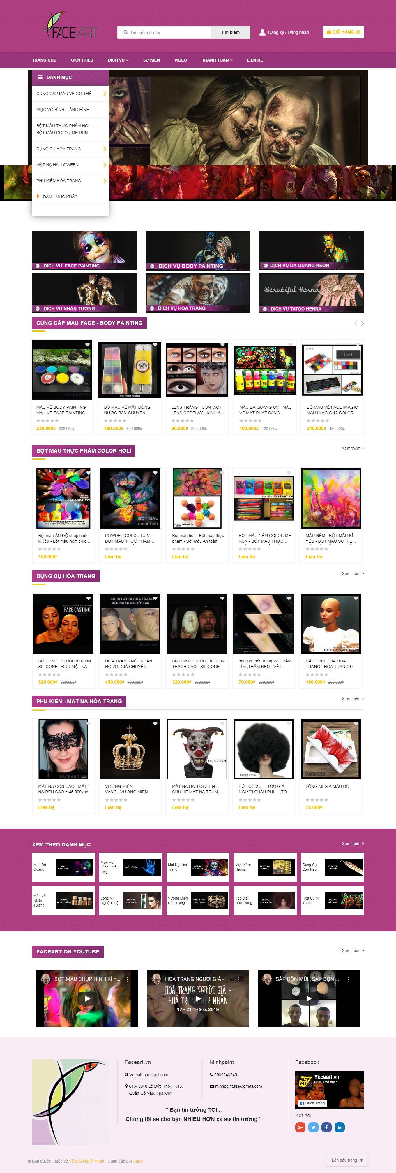 Thiết kế Web mẫu có sẵn faceart.vn