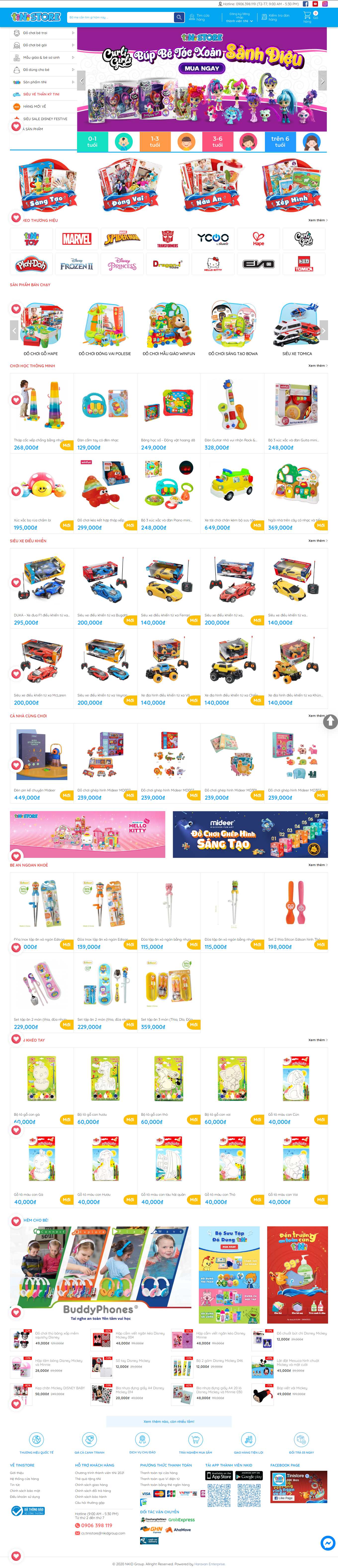 Thiết kế Web mẹ và bé tinistore.com