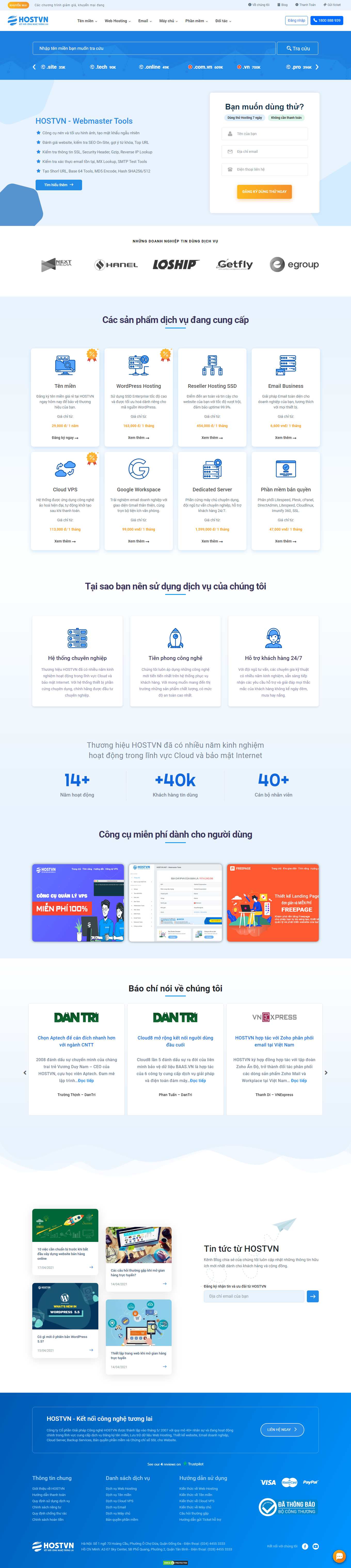 Thiết kế Web bán hosting hostvn.net