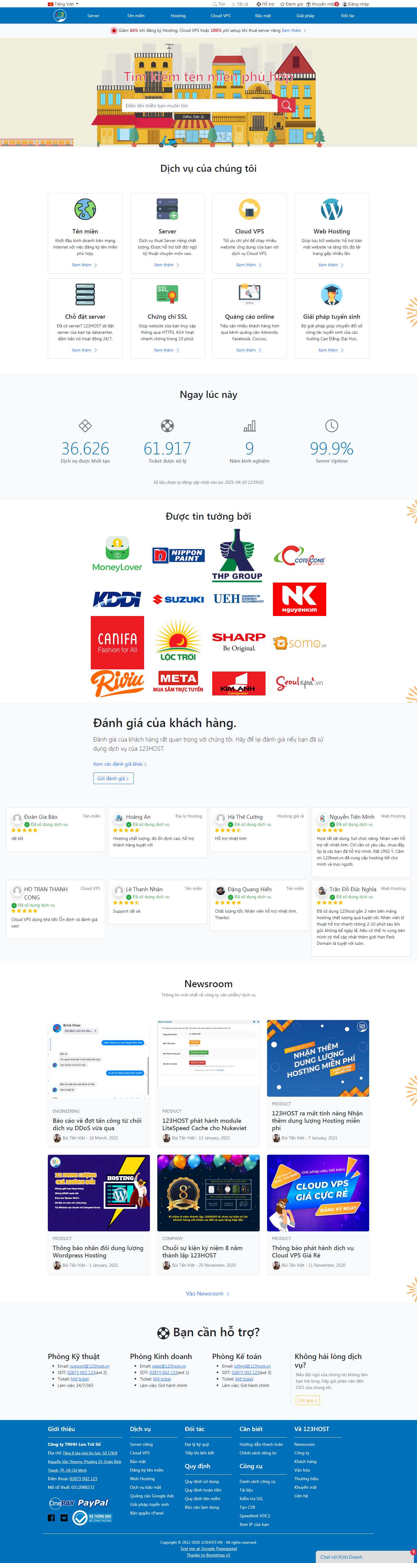 Thiết kế Web bán hosting 123host.vn