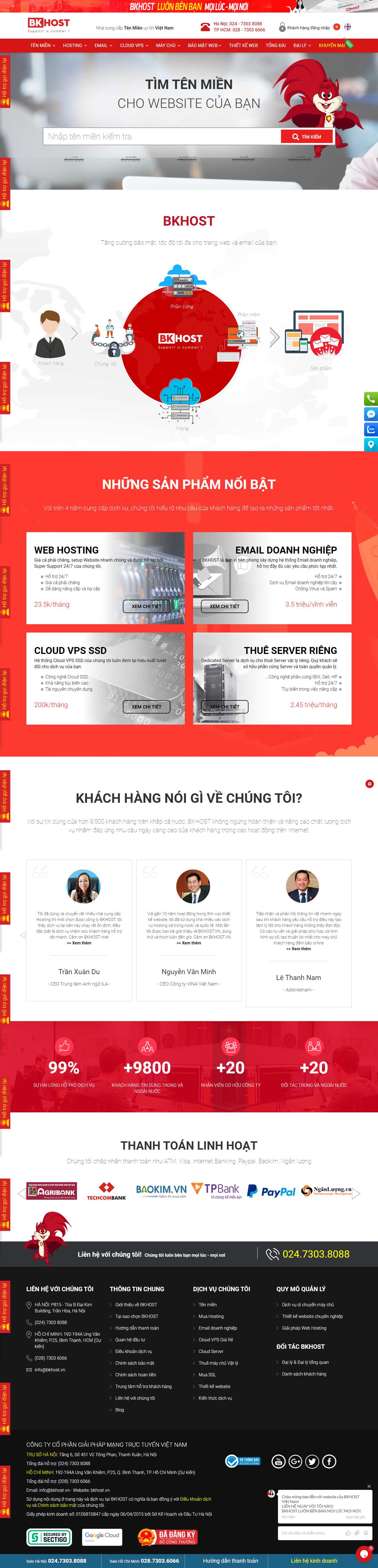 Thiết kế Web bán hosting bkhost.vn