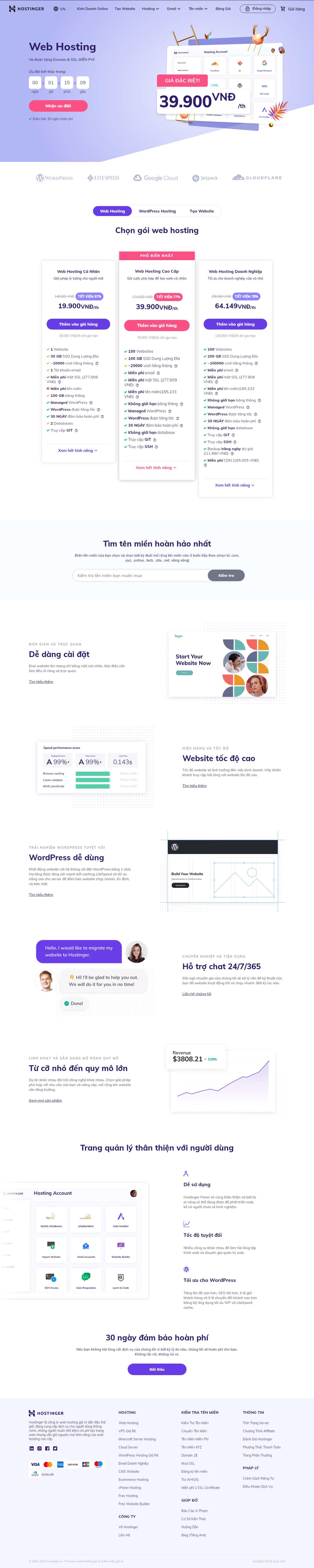 Thiết kế Web bán hosting hostinger.vn