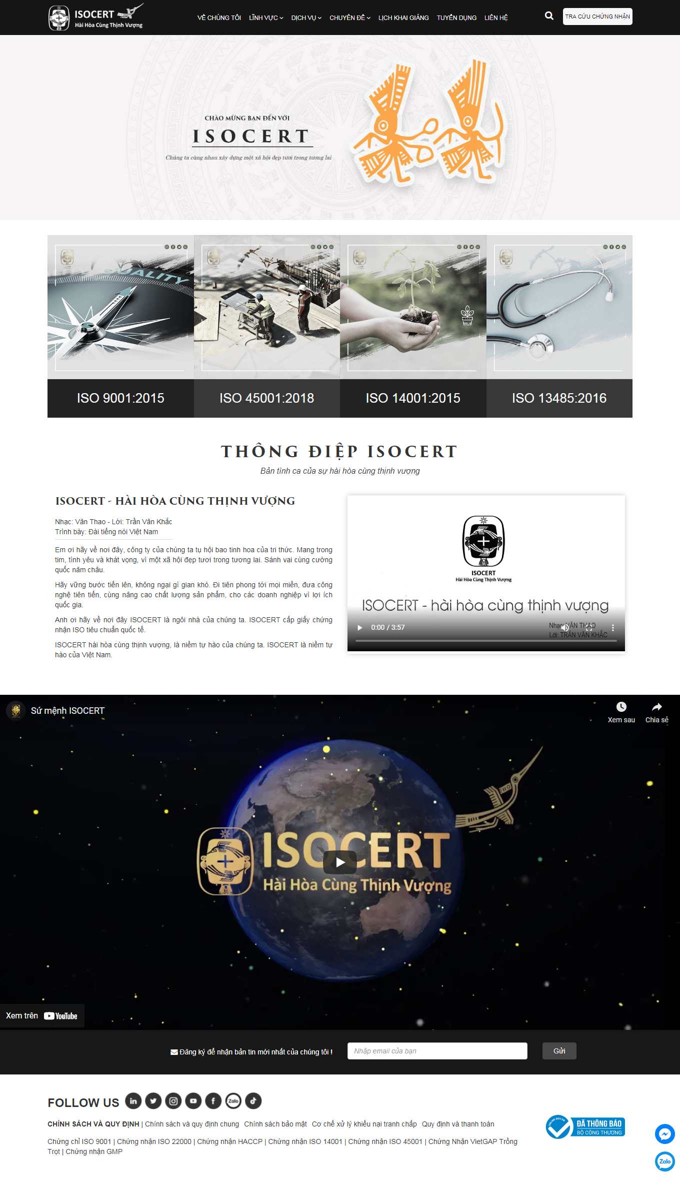 Thiết kế Web trọn gói isocert.org.vn