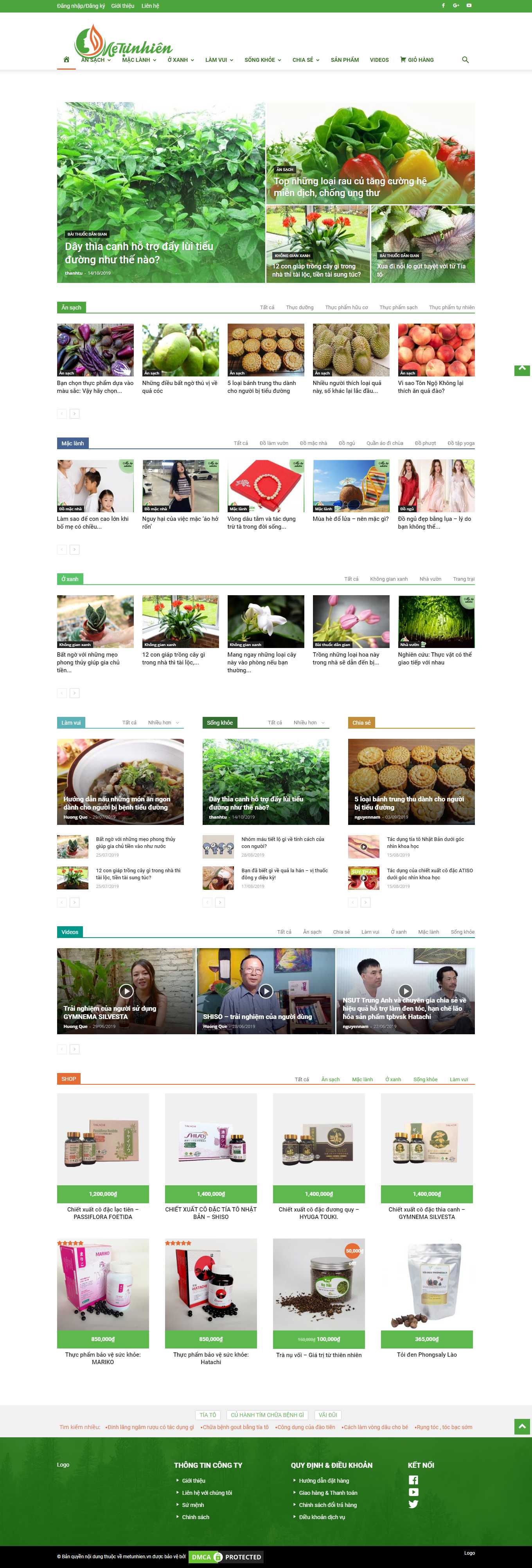 Thiết kế Web gian hàng metunhien.vn