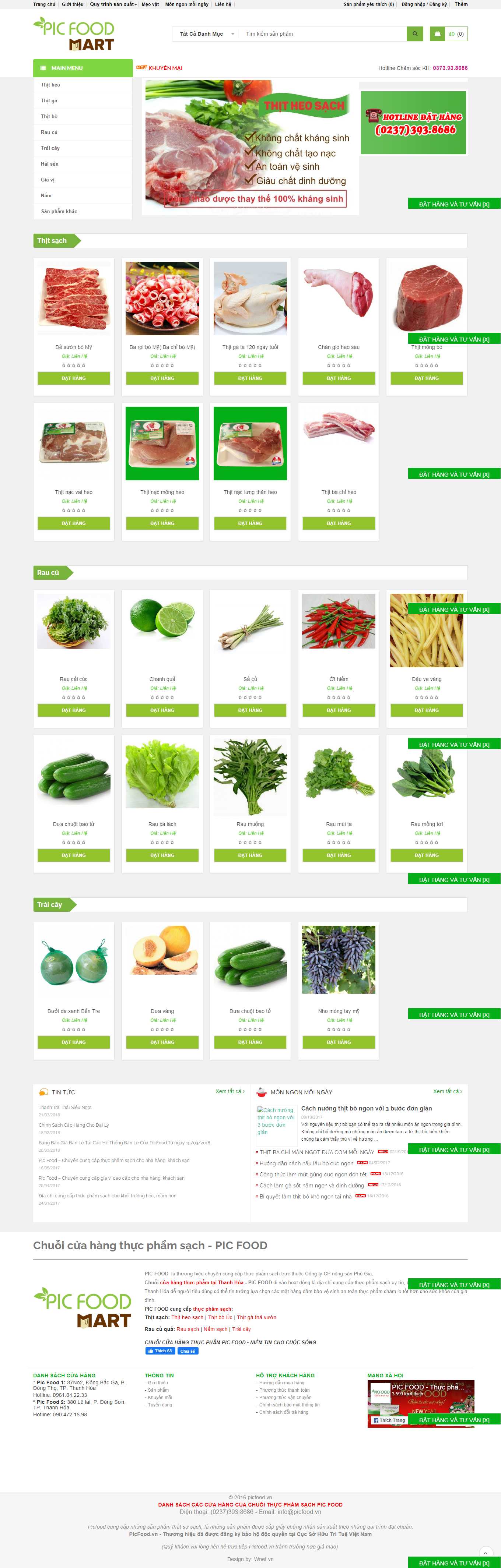 Thiết kế Web gian hàng picfood.vn