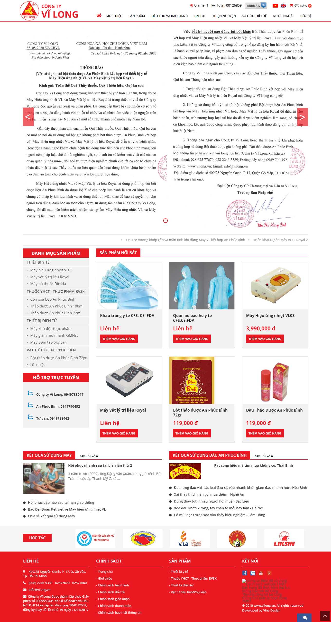 Thiết kế Web cho tập đoàn vilong.vn