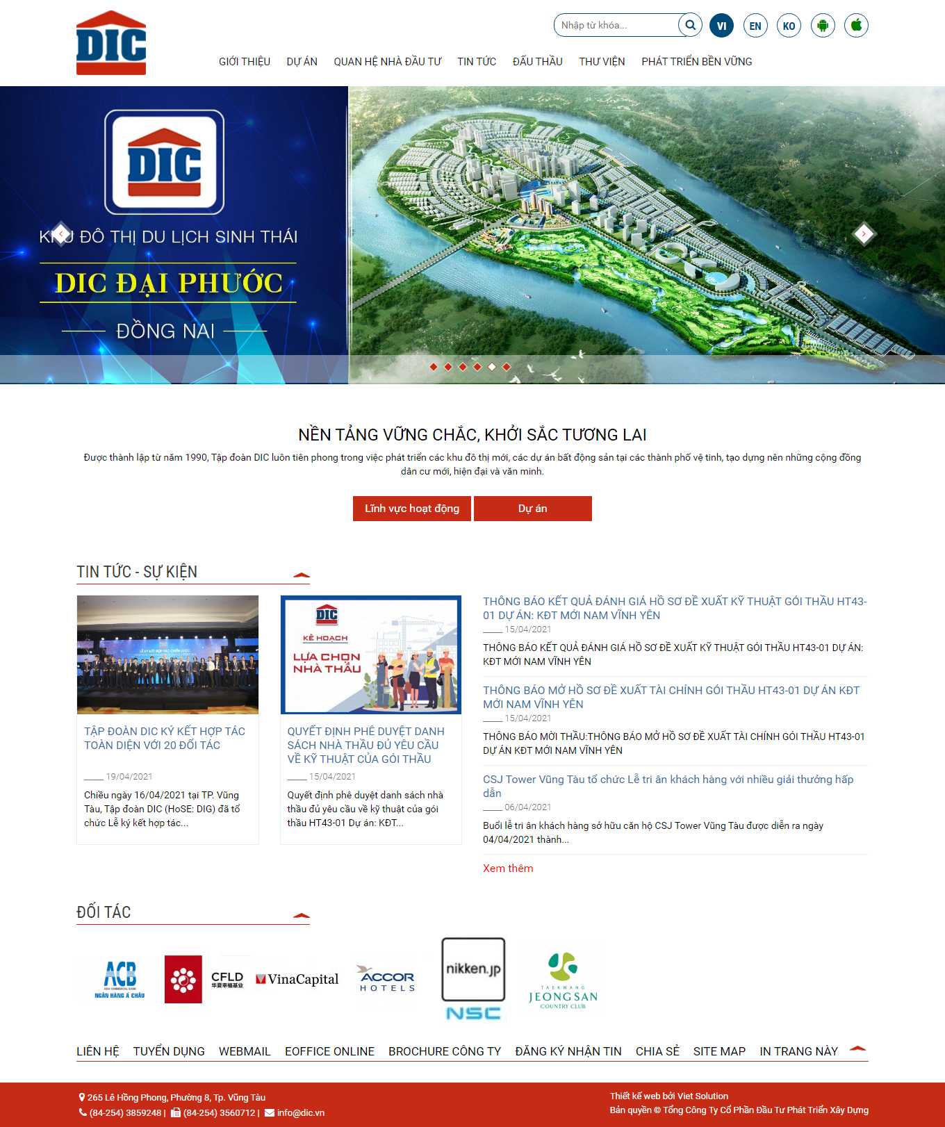 Thiết kế Web cho tập đoàn dic.vn