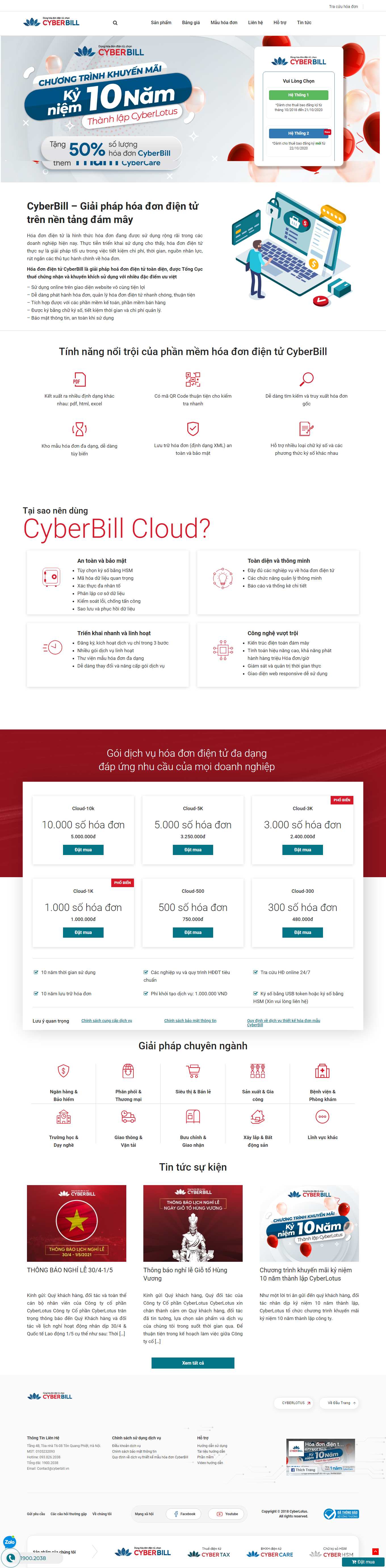 Thiết kế Web phần mềm cyberbill.vn