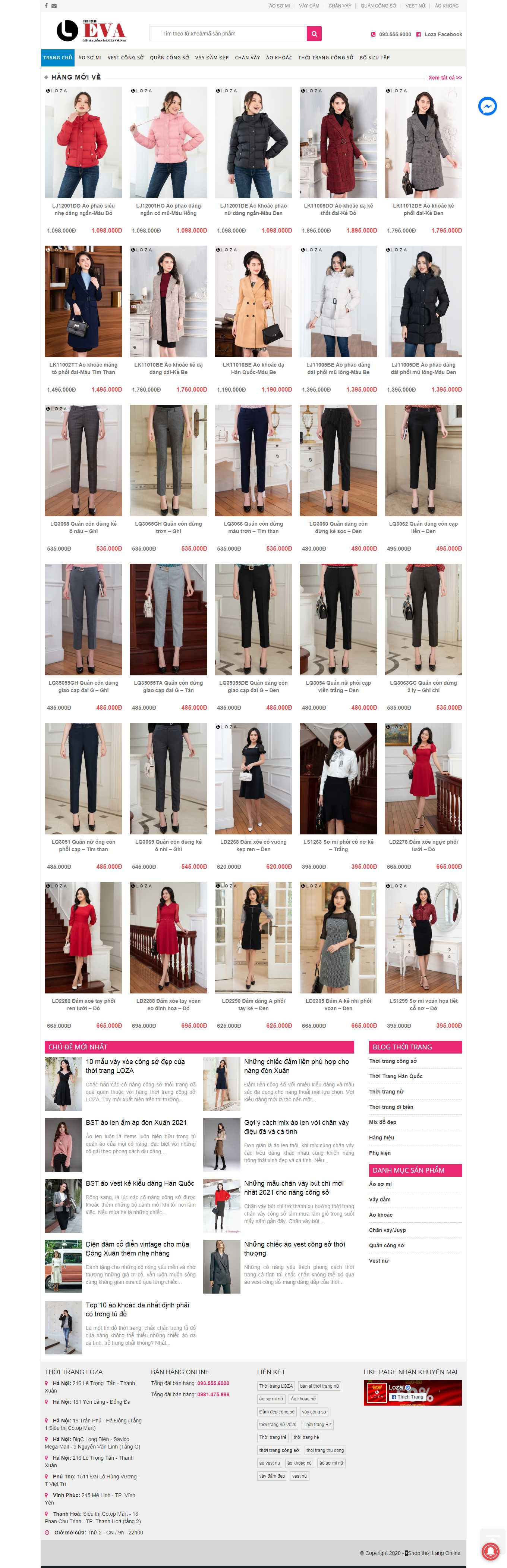 Thiết kế Web shop thời trang thoitrangeva.vn