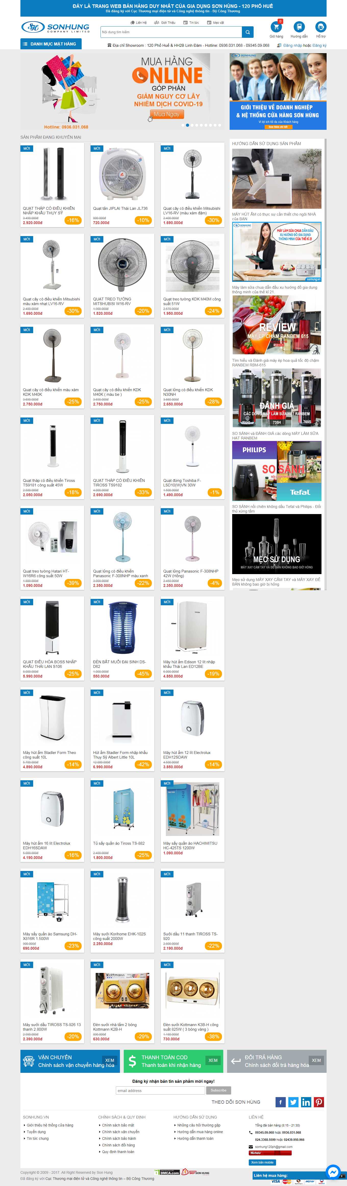 Thiết kế Web bán bình giữ nhiệt sonhung.vn