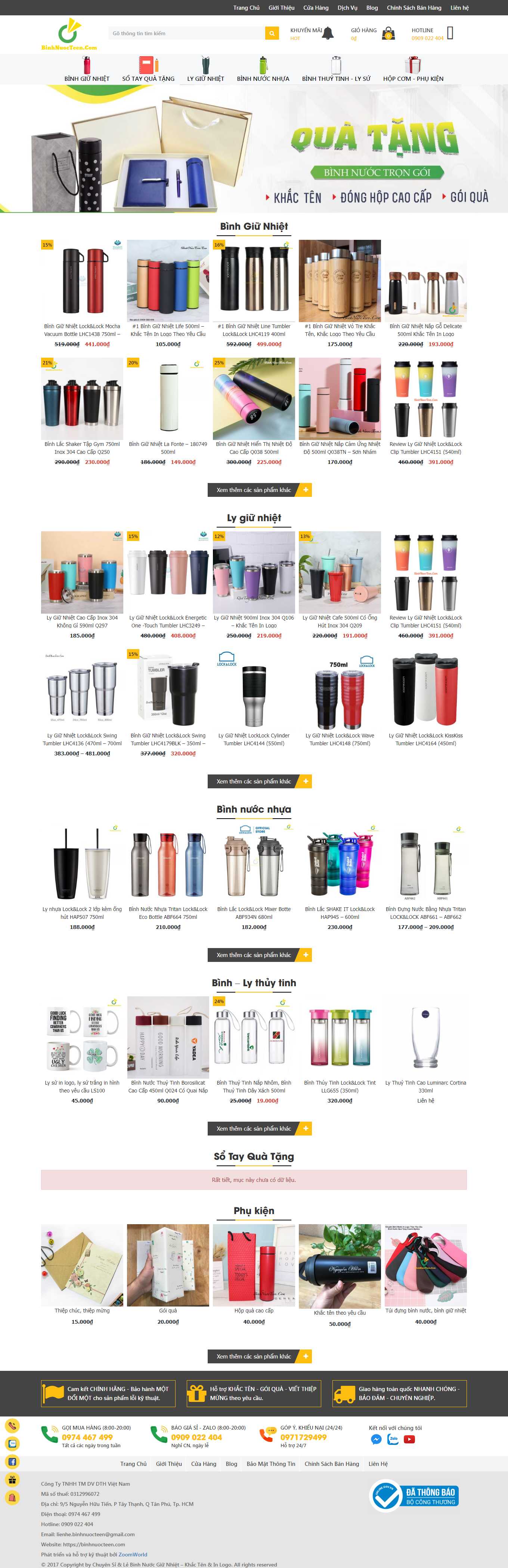 Thiết kế Web bán bình giữ nhiệt binhnuocteen.com