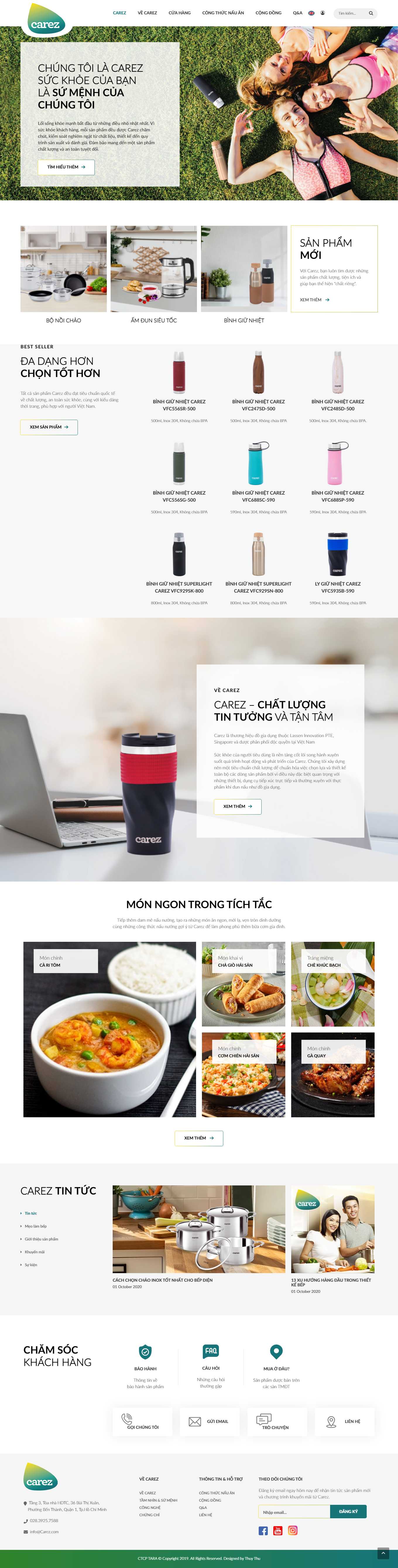 Thiết kế Web bán bình giữ nhiệt carez.com.vn