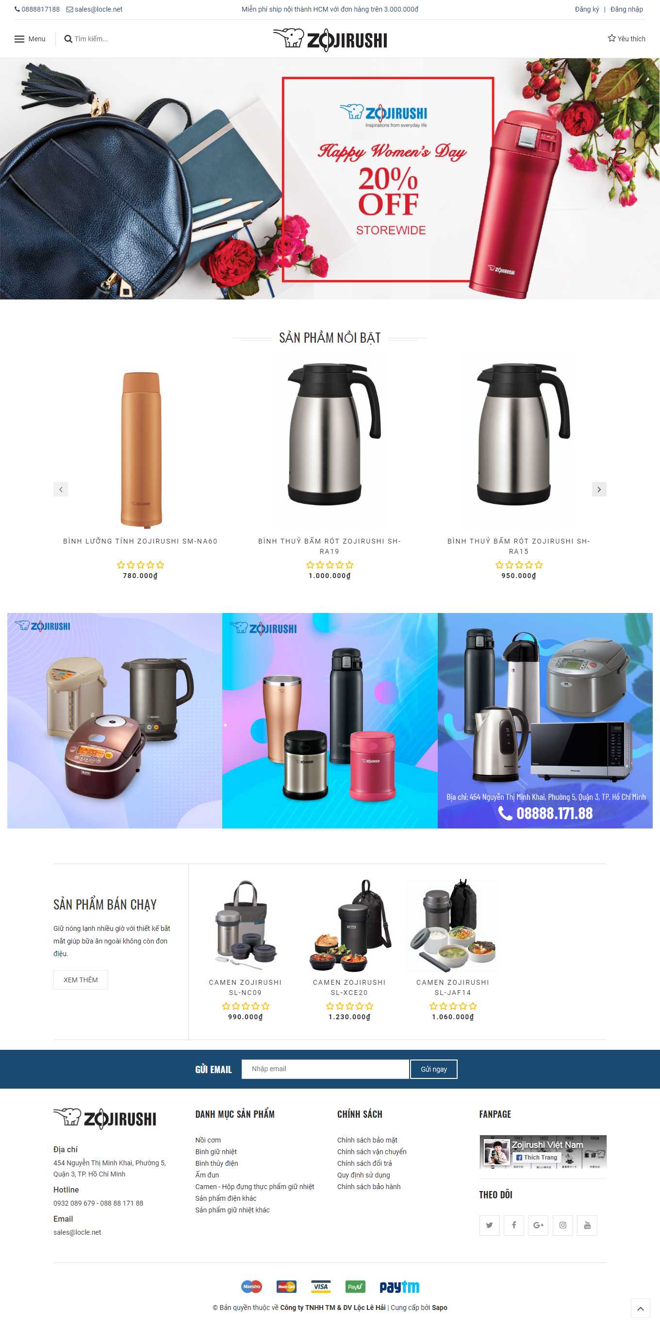 Thiết kế Web bán bình giữ nhiệt zojirushi.vn