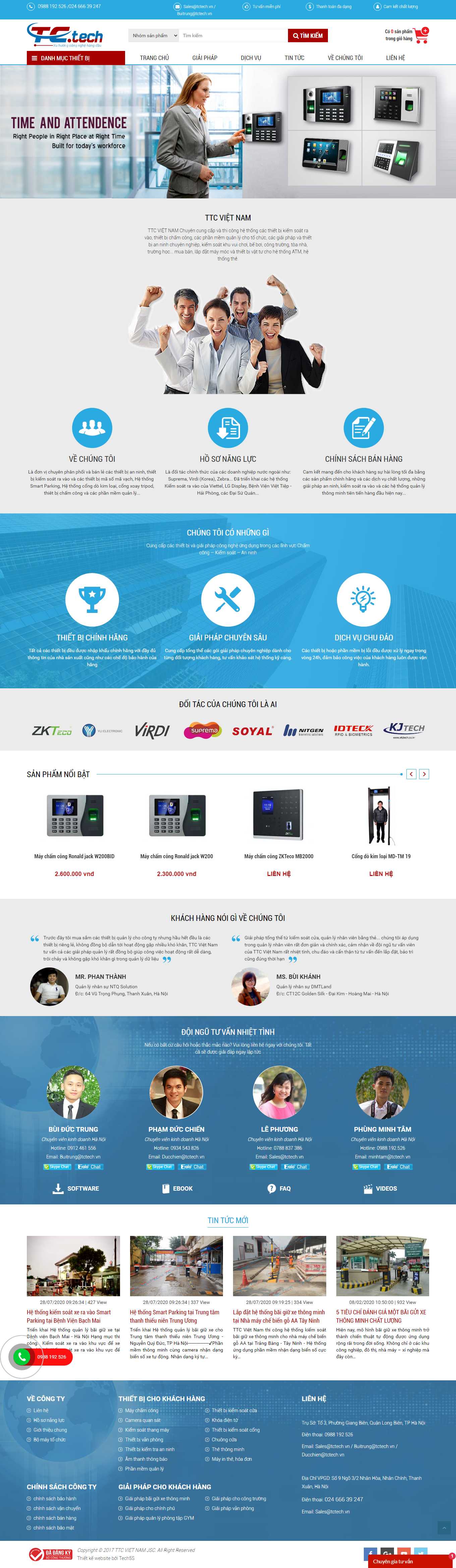 Thiết kế Web máy chấm công tctech.vn