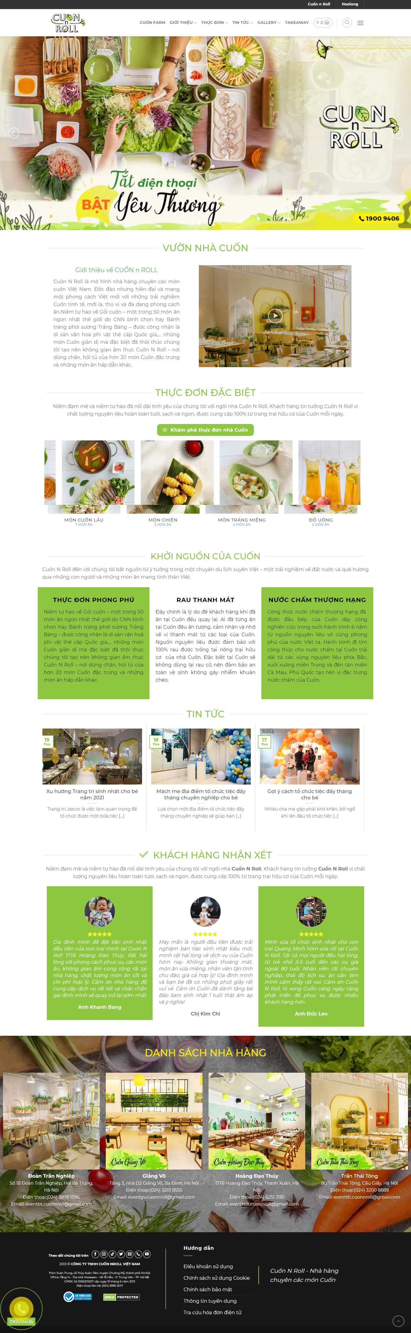 Thiết kế Web quán bia cuonnroll.com