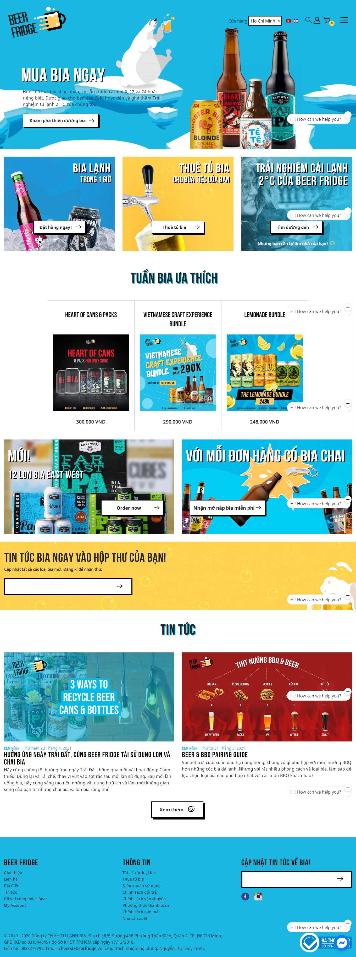 Thiết kế Web quán bia beerfridge.vn