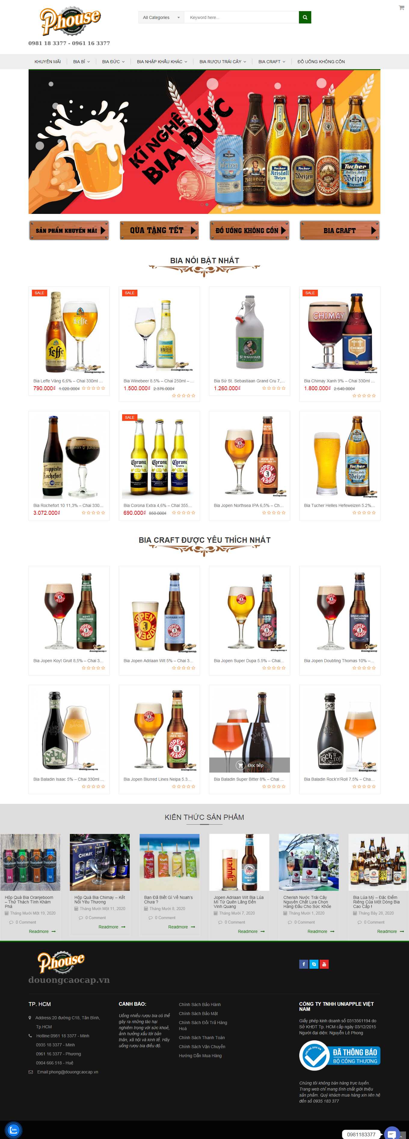 Thiết kế Web quán bia douongcaocap.vn