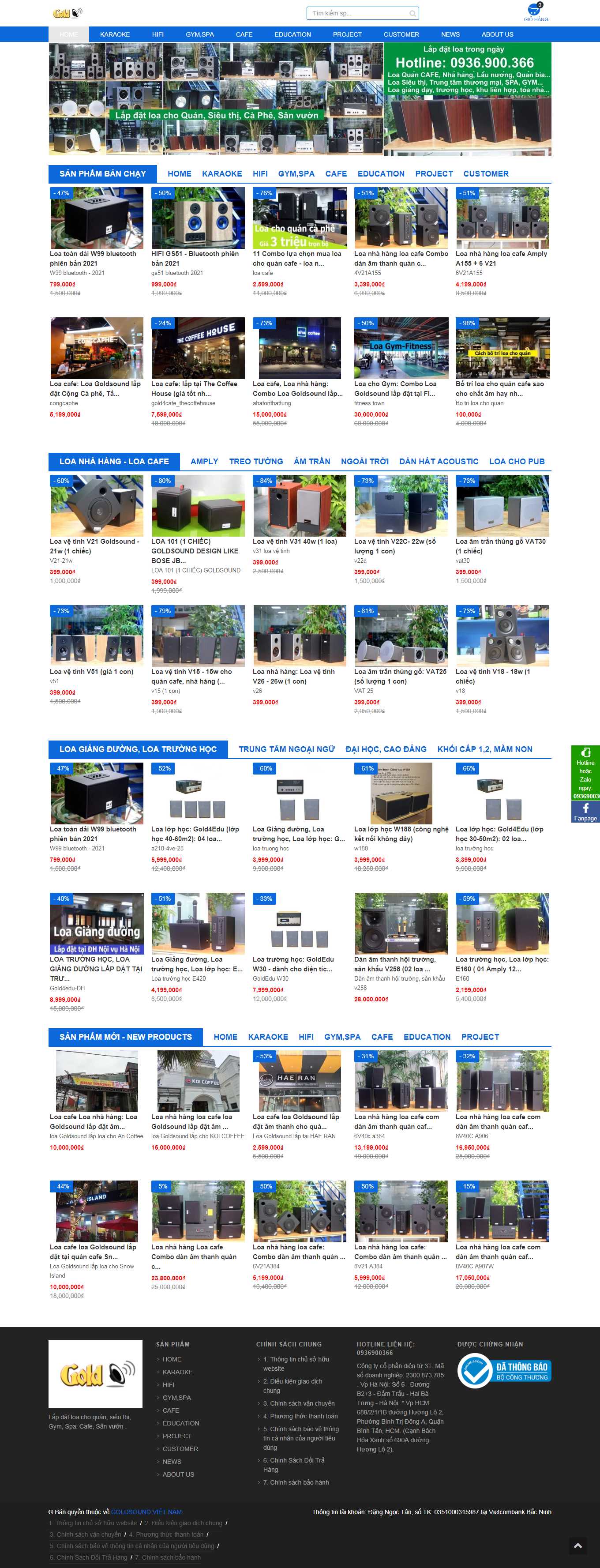 Thiết kế Web quán karaoke goldsound.vn