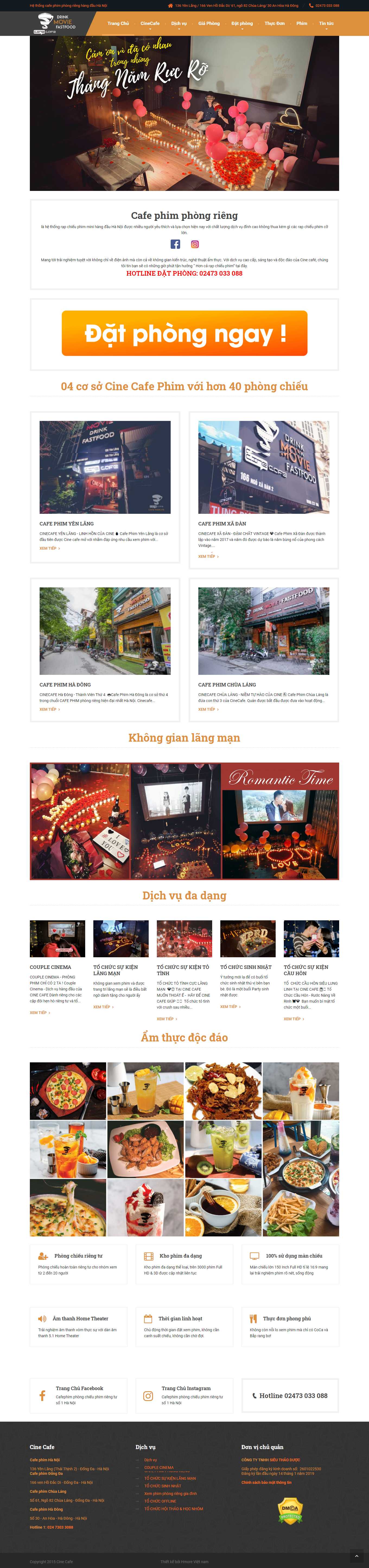 Thiết kế Web quán karaoke cafephim.vn