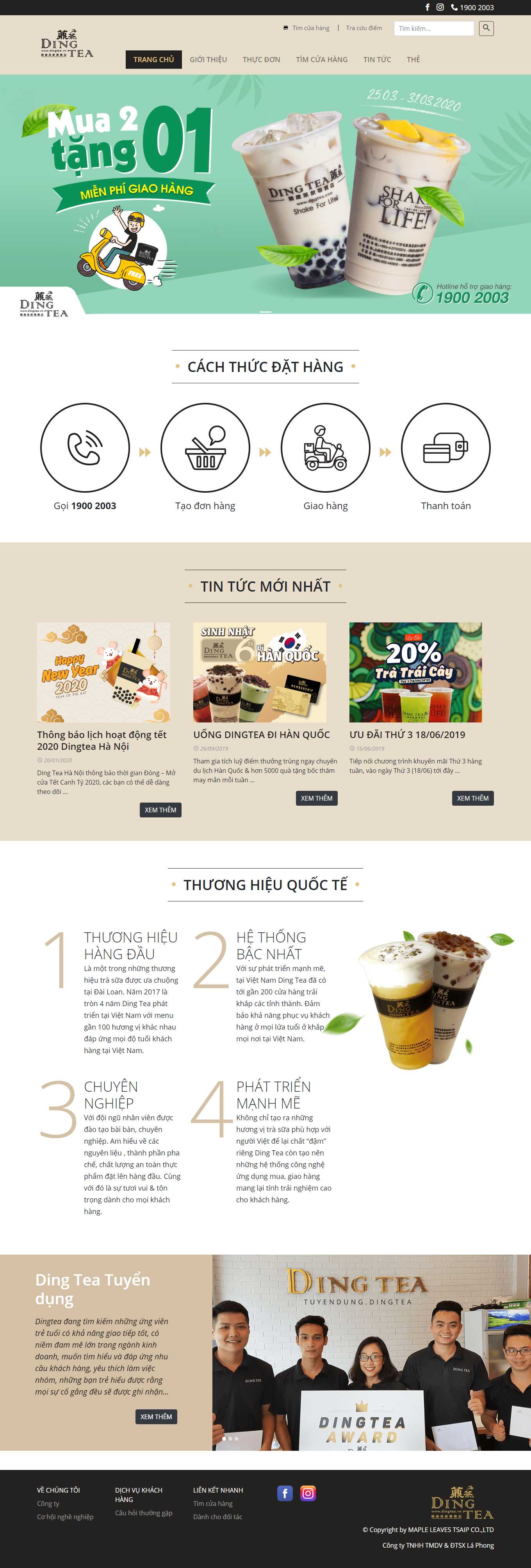 Thiết kế Web quán karaoke dingtea.vn