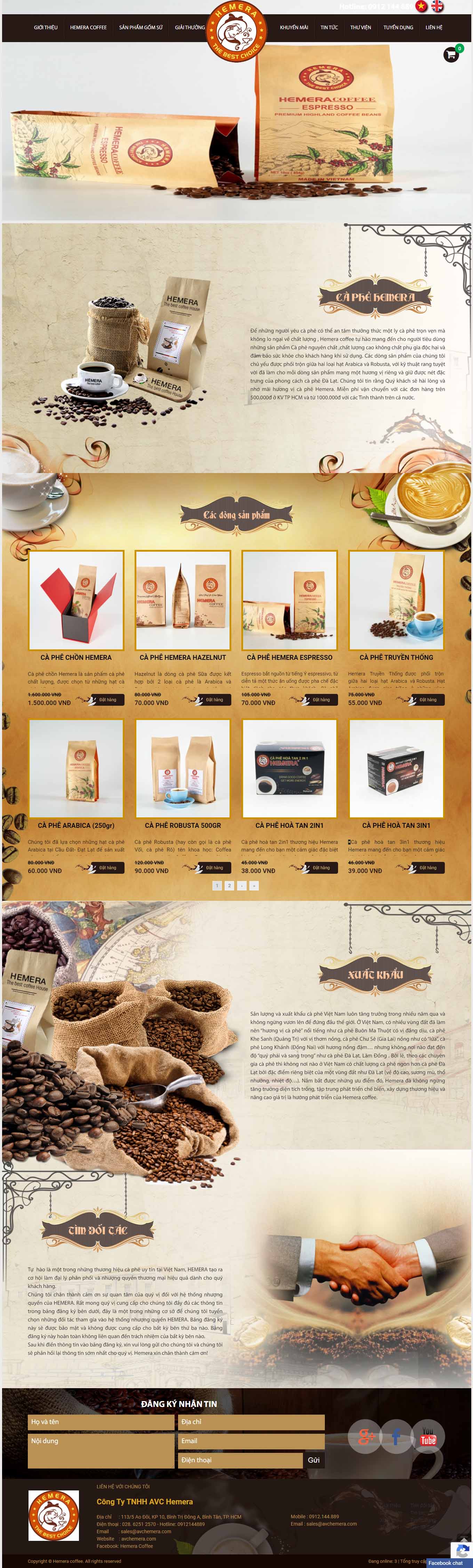 Thiết kế Web quán cafe avchemera.com