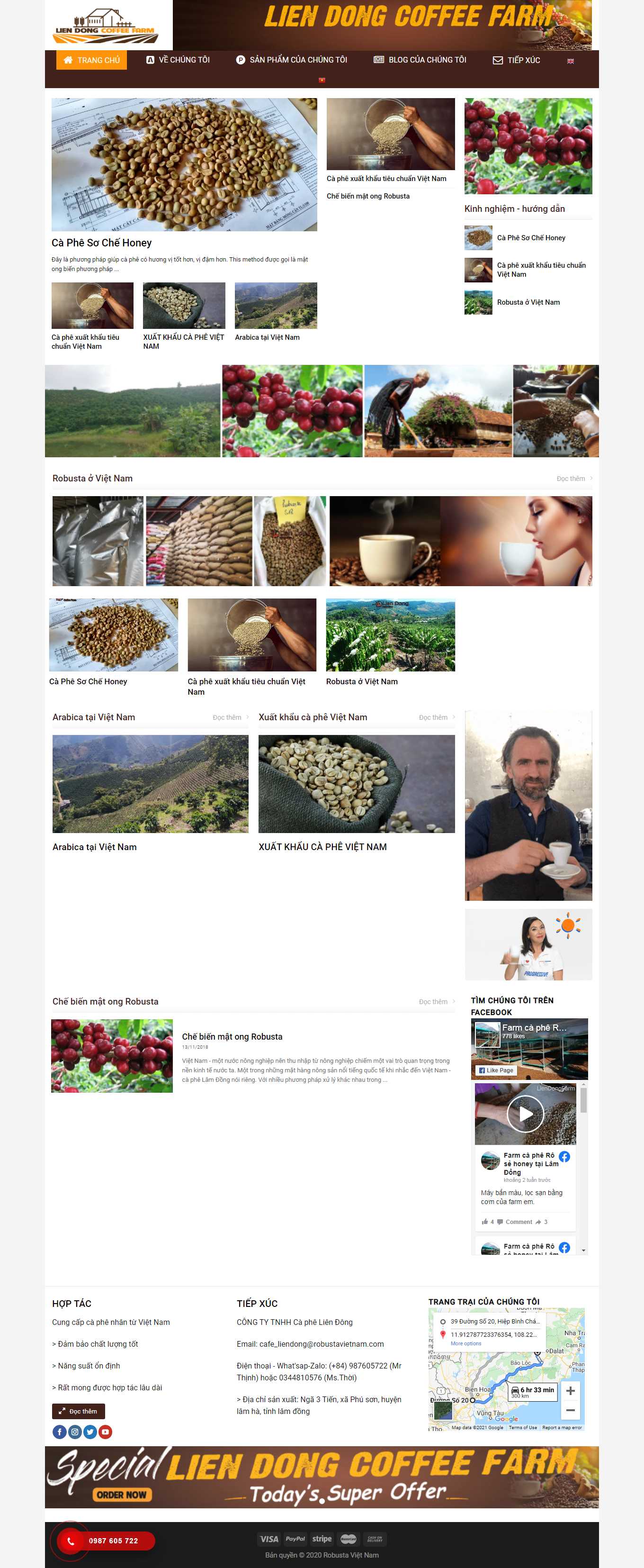 Thiết kế Web quán cafe robustavietnam.com