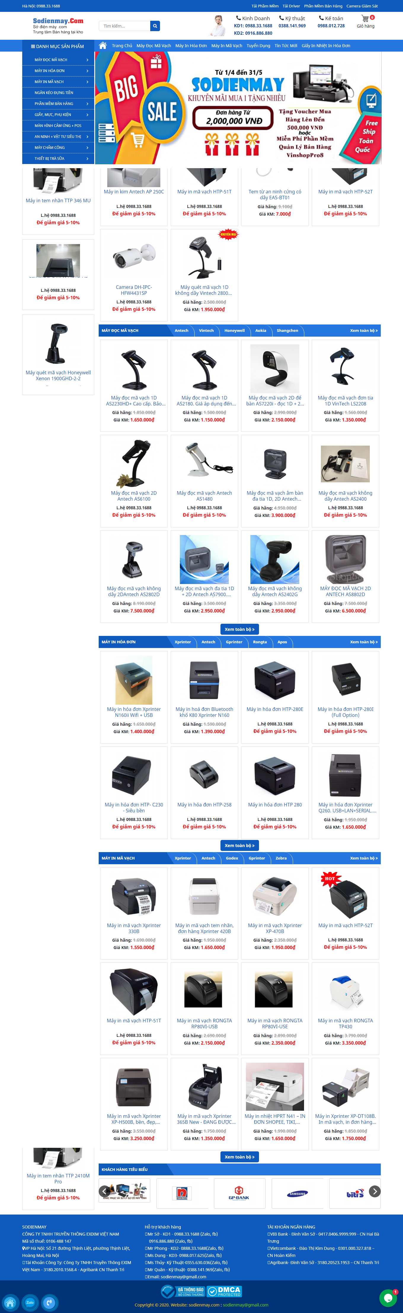 Thiết kế Web máy in mã vạch sodienmay.com