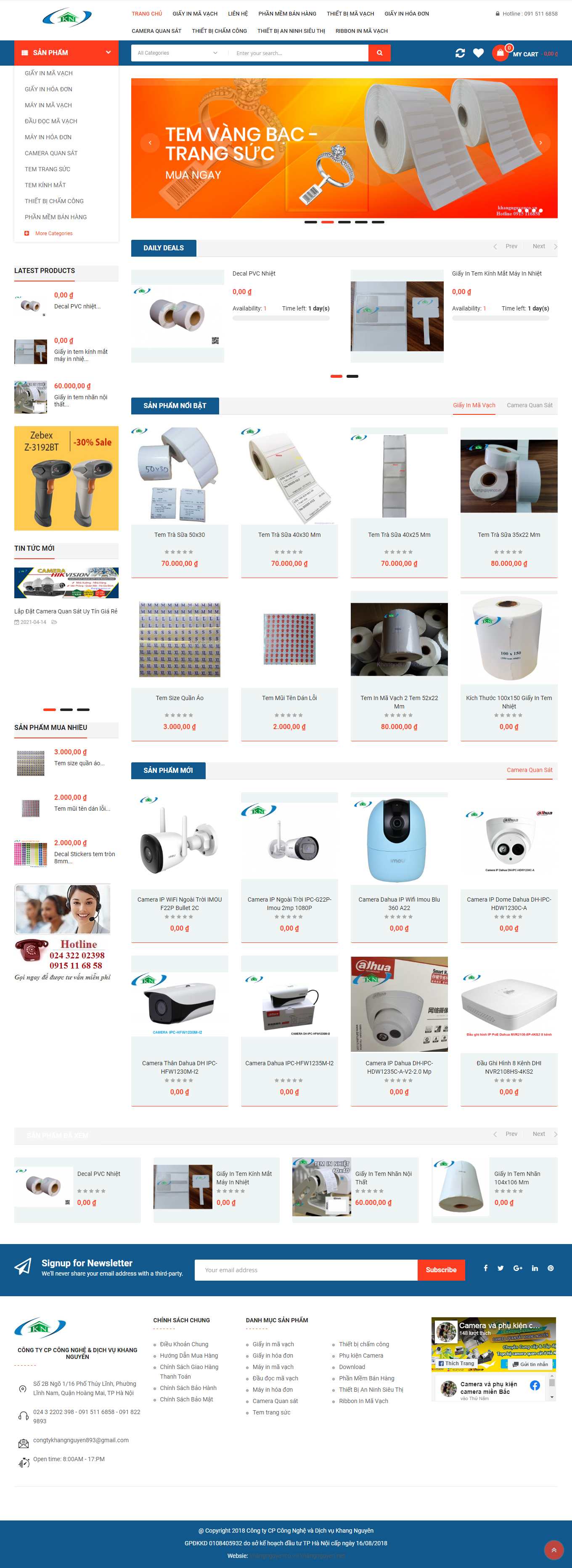 Thiết kế Web máy quét mã vạch khangnguyenco.vn