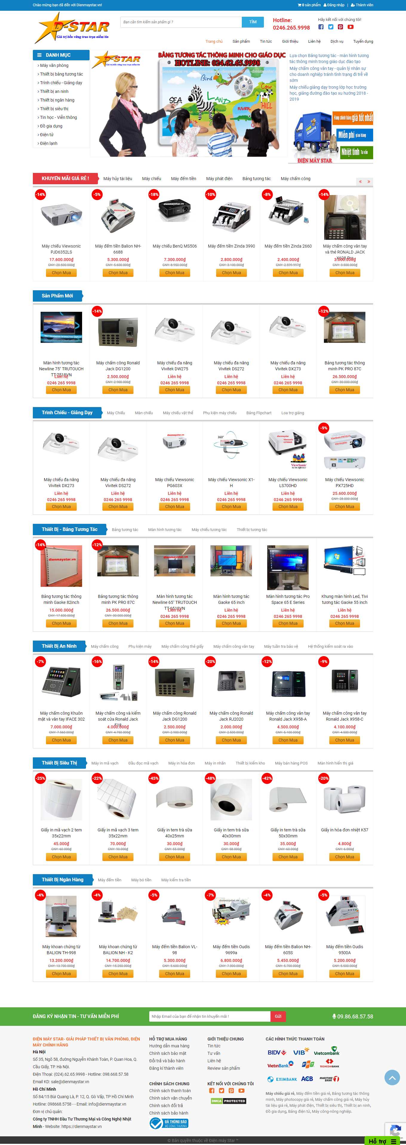 Thiết kế Web máy quét mã vạch dienmaystar.vn