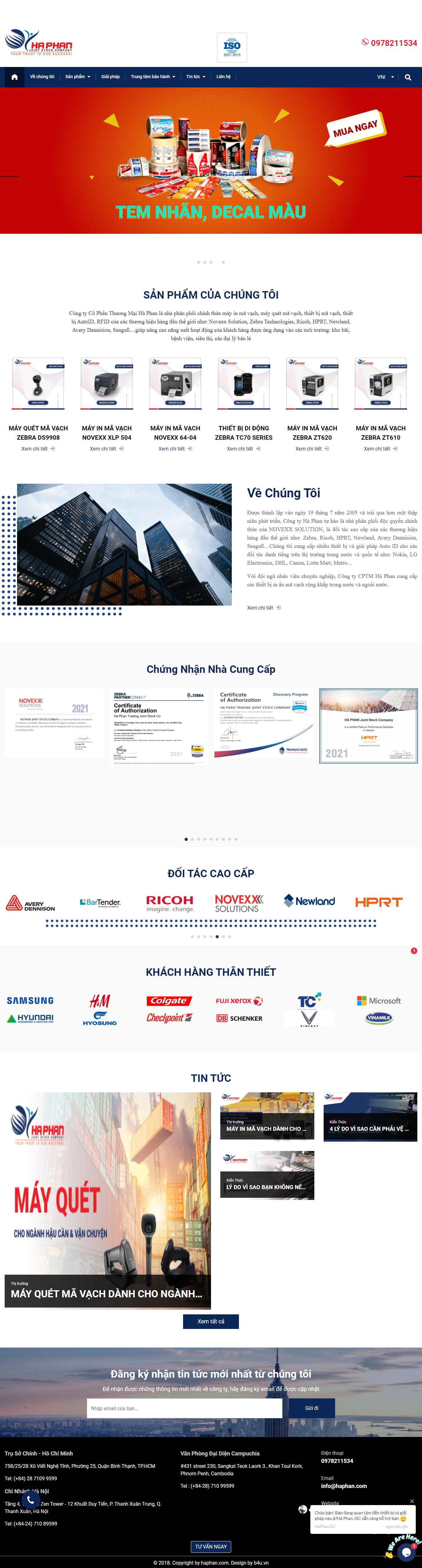 Thiết kế Web máy quét mã vạch haphan.com