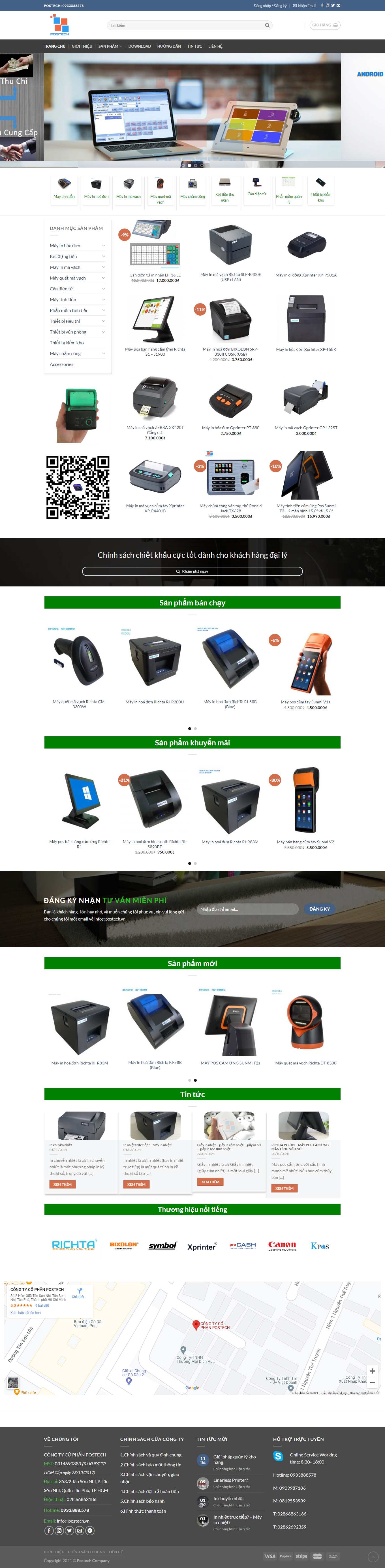 Thiết kế Web máy tính tiền postech.vn