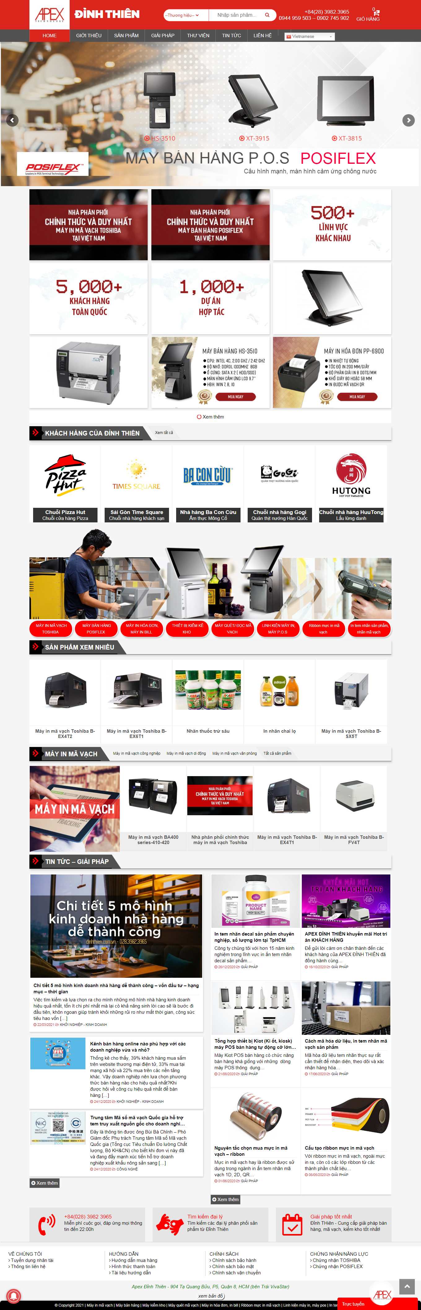 Thiết kế Web máy tính tiền dinhthien.com.vn