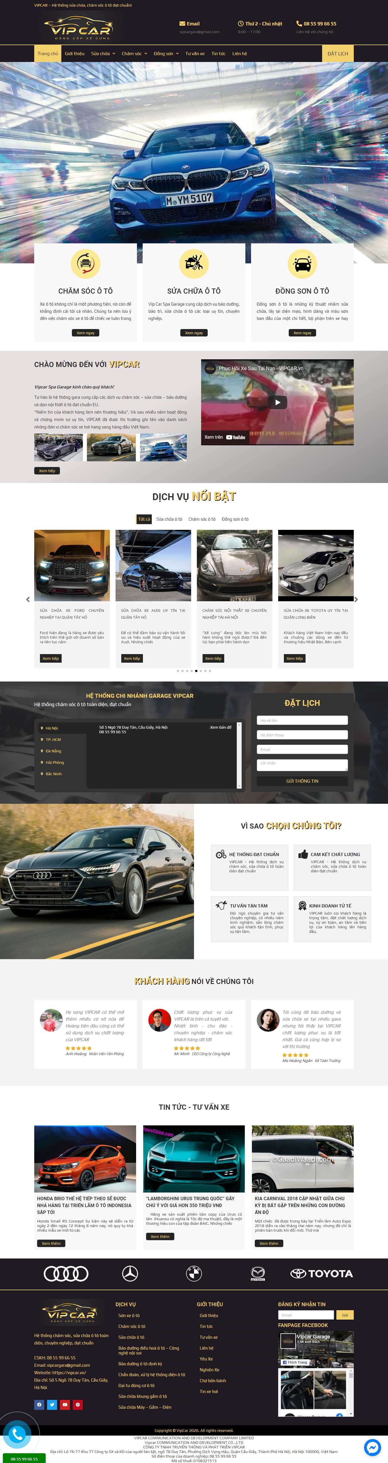 Thiết kế Web gara ô tô vipcar.vn