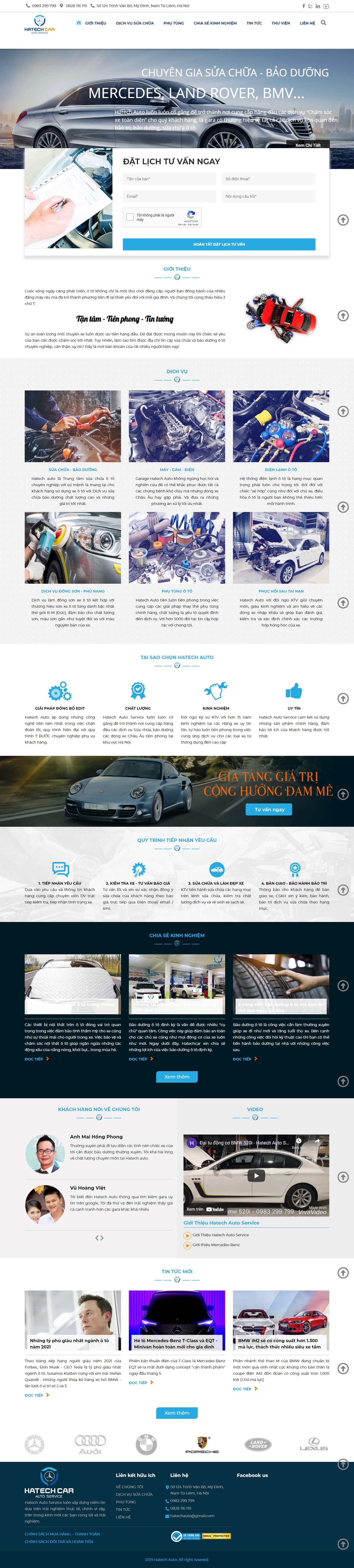 Thiết kế Web gara ô tô hatechcar.vn