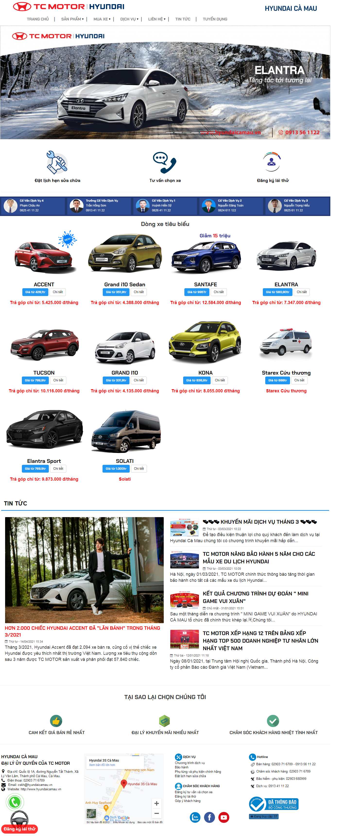 Thiết kế Web gara ô tô hyundaicamau.vn