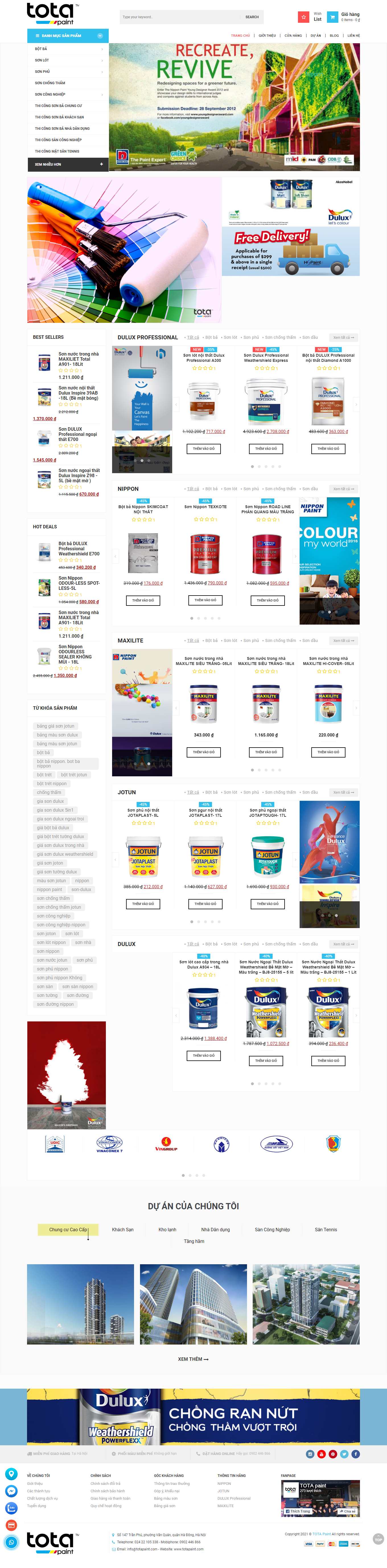 Thiết kế Web hệ thống đại lý totapaint.com