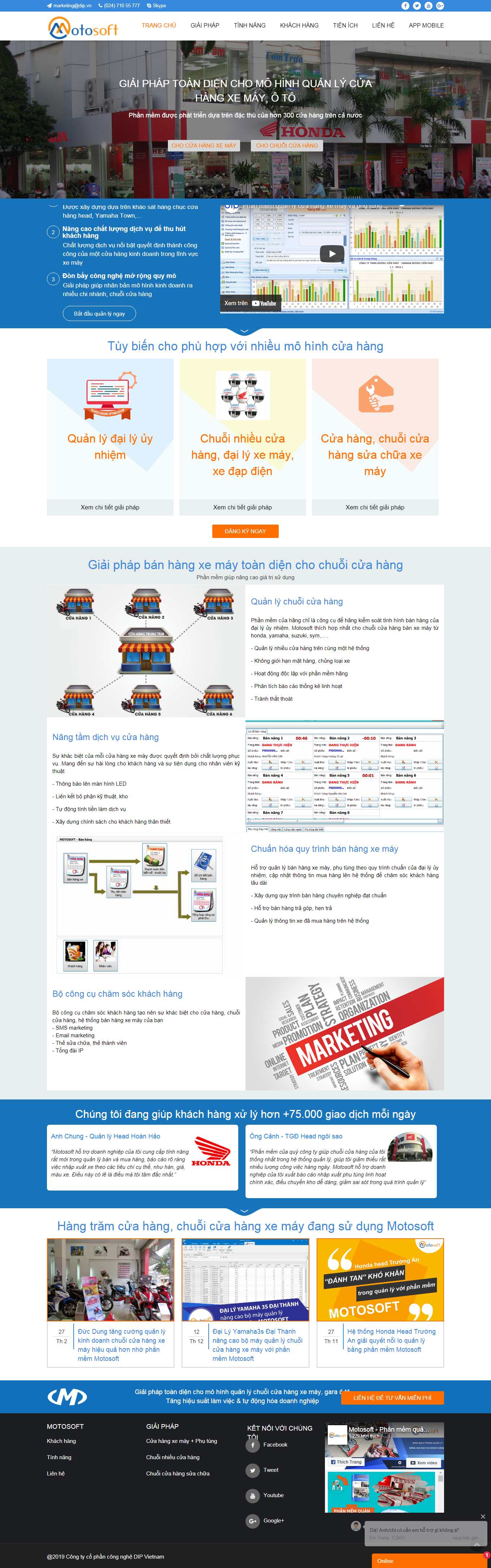Thiết kế Web hệ thống đại lý motosoft.vn