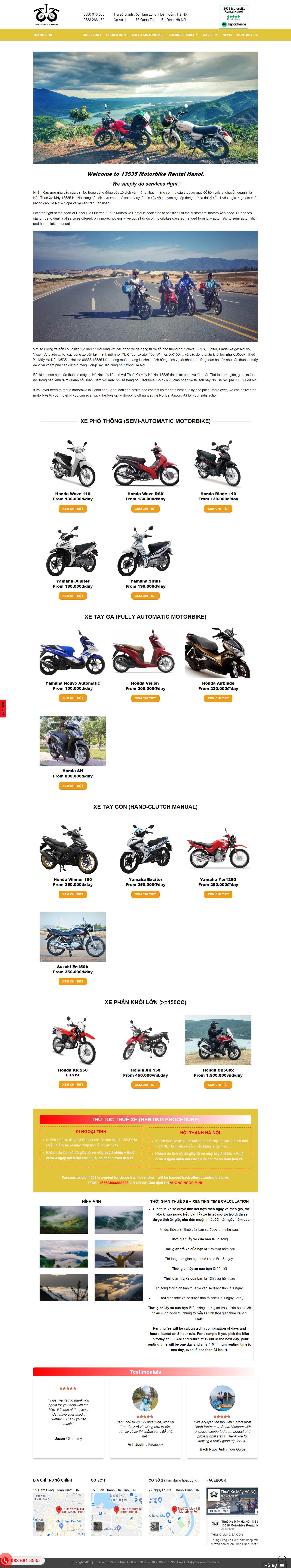 Thiết kế Web hệ thống đại lý thuexemayhanoi.vn