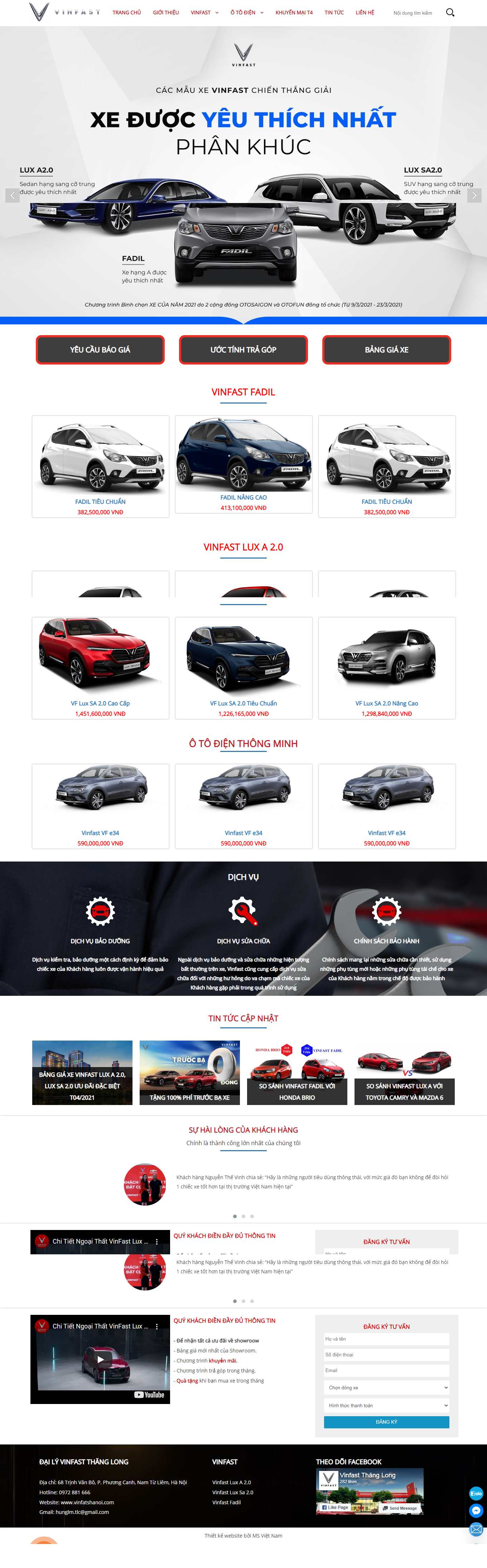 Thiết kế Web nhà phân phối vinfasthanoivn.com