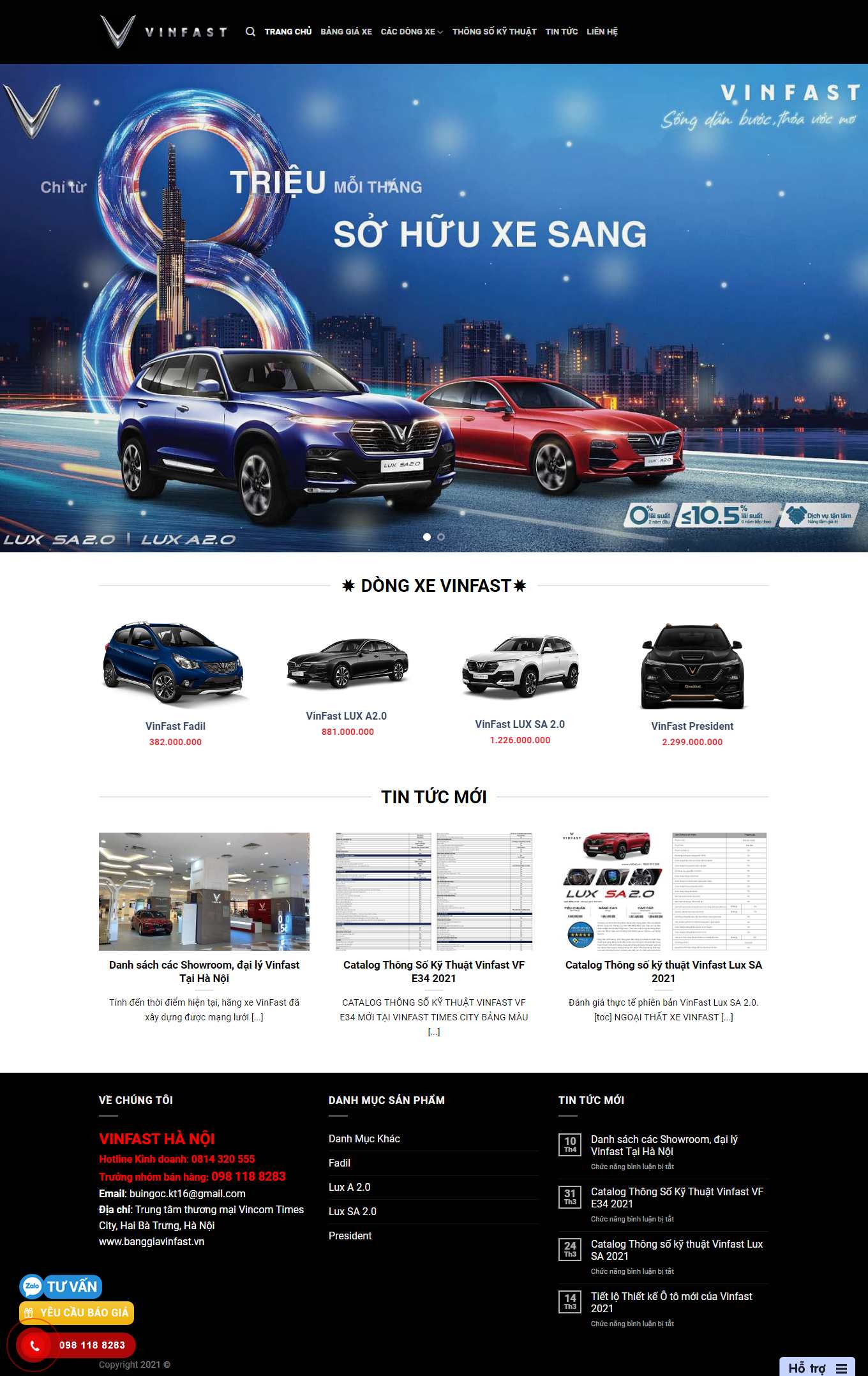 Thiết kế Web nhà phân phối banggiavinfast.vn