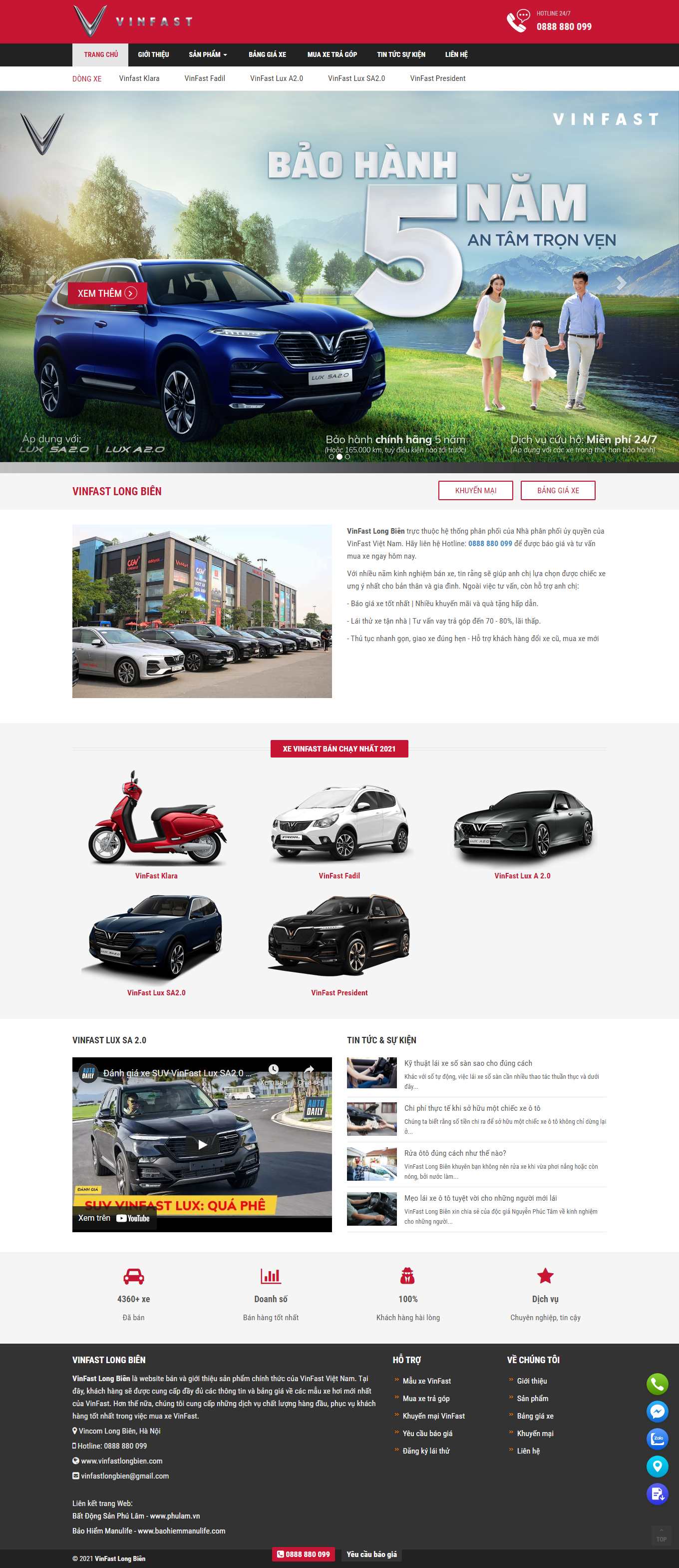 Thiết kế Web nhà phân phối vinfastlongbien.com