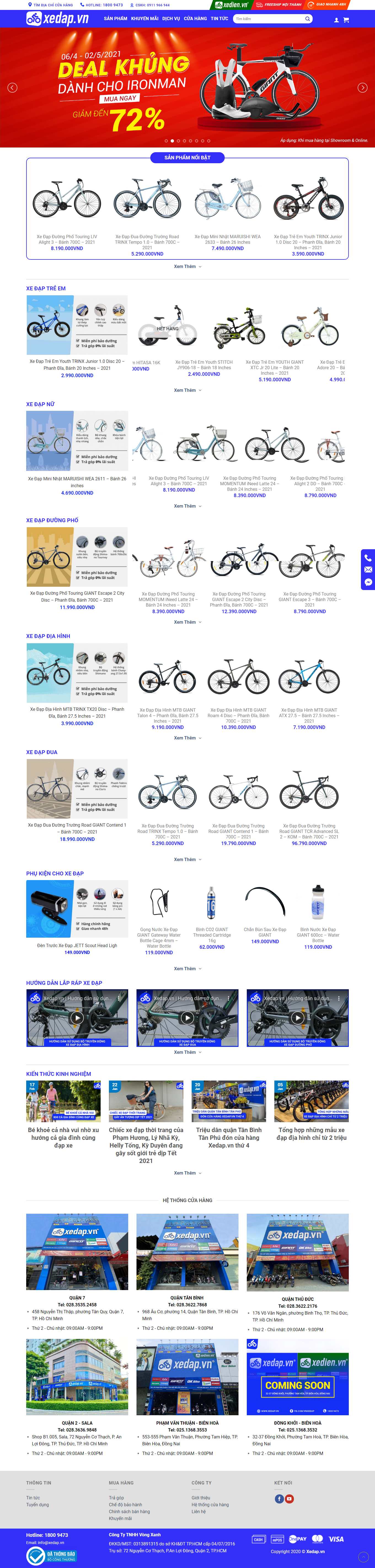 Thiết kế Web nhà phân phối xedap.vn