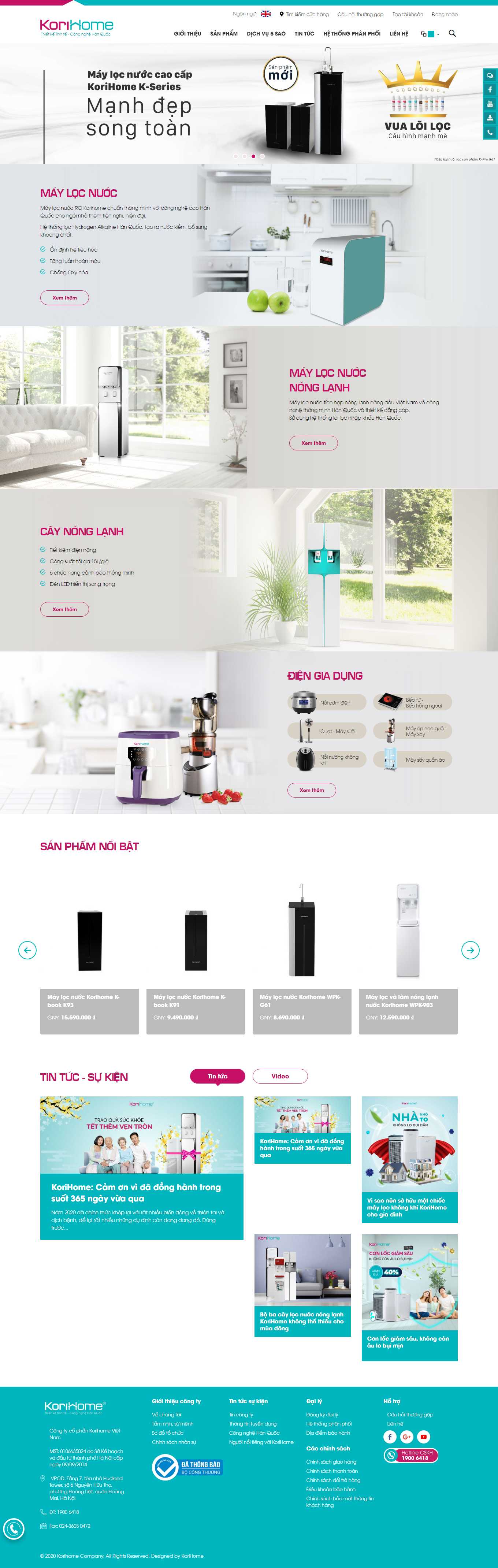 Thiết kế Web máy lọc nước korihome.com