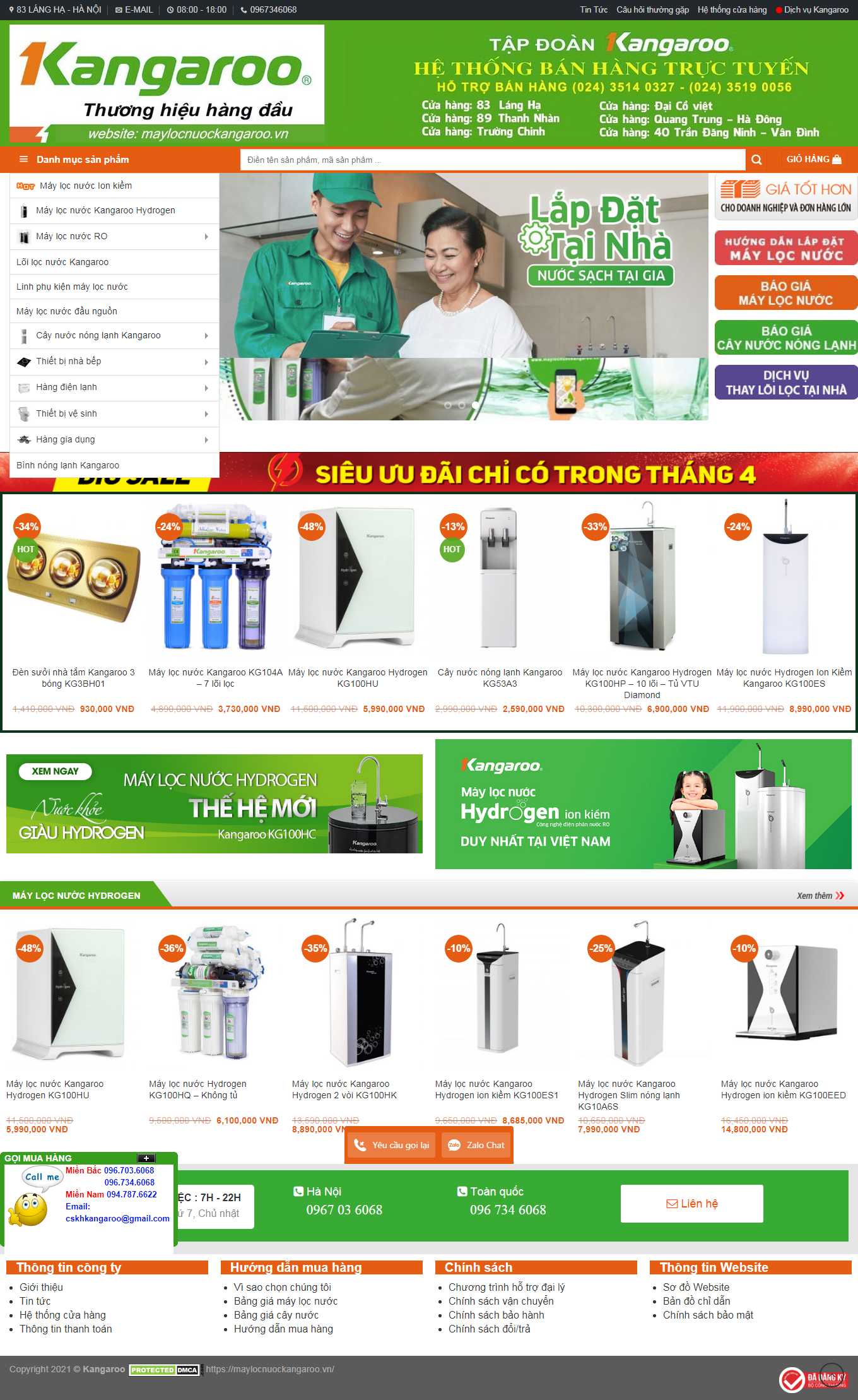 Thiết kế Web máy lọc nước maylocnuockangaroo.vn