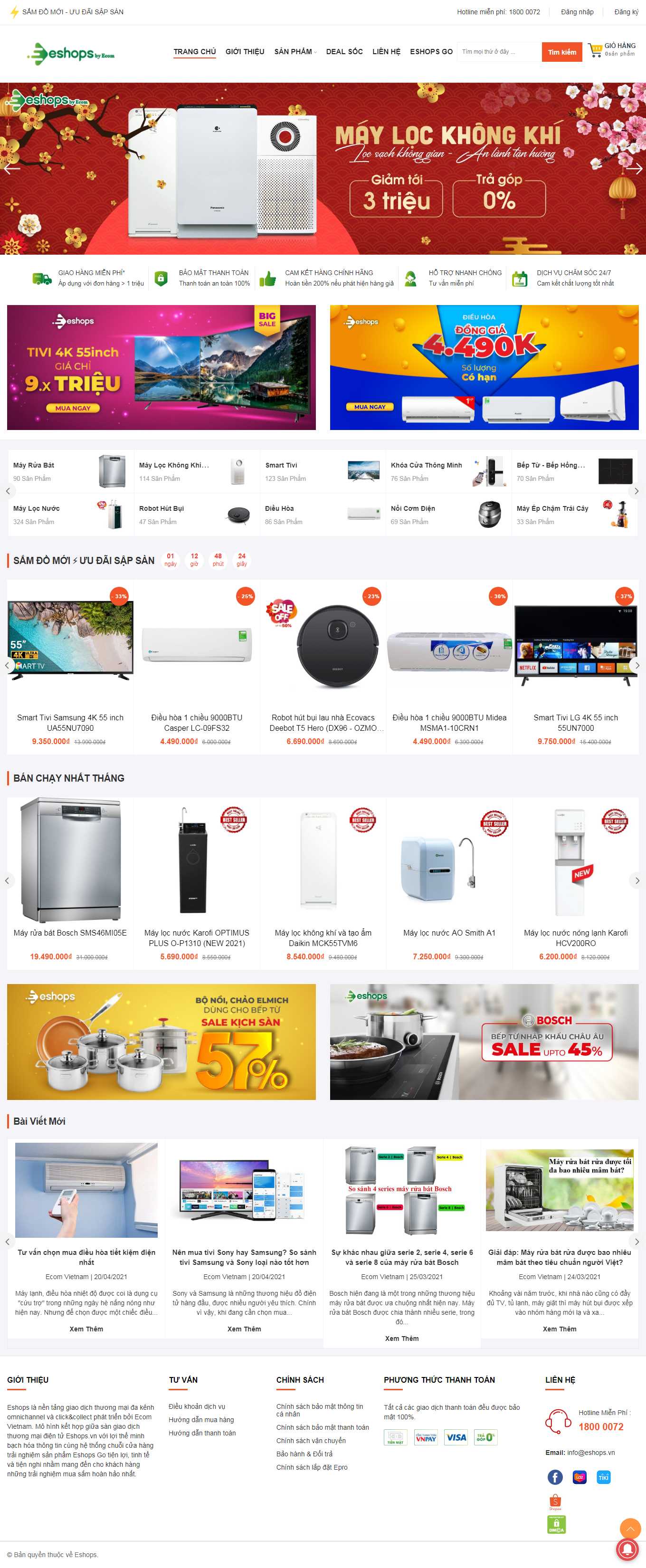 Thiết kế Web máy lọc nước eshops.vn