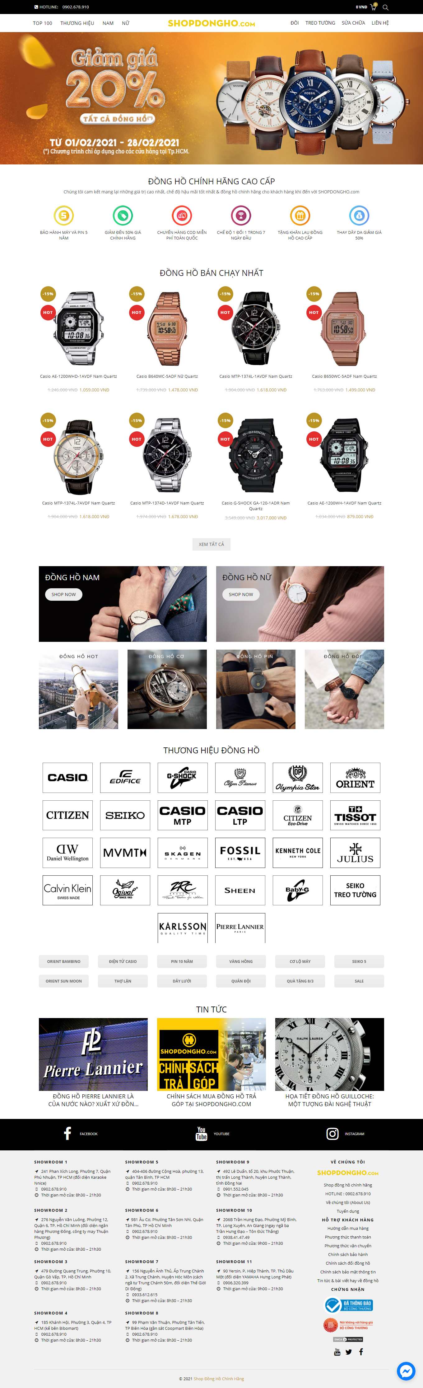 Thiết kế Web đồng hồ shopdongho.com