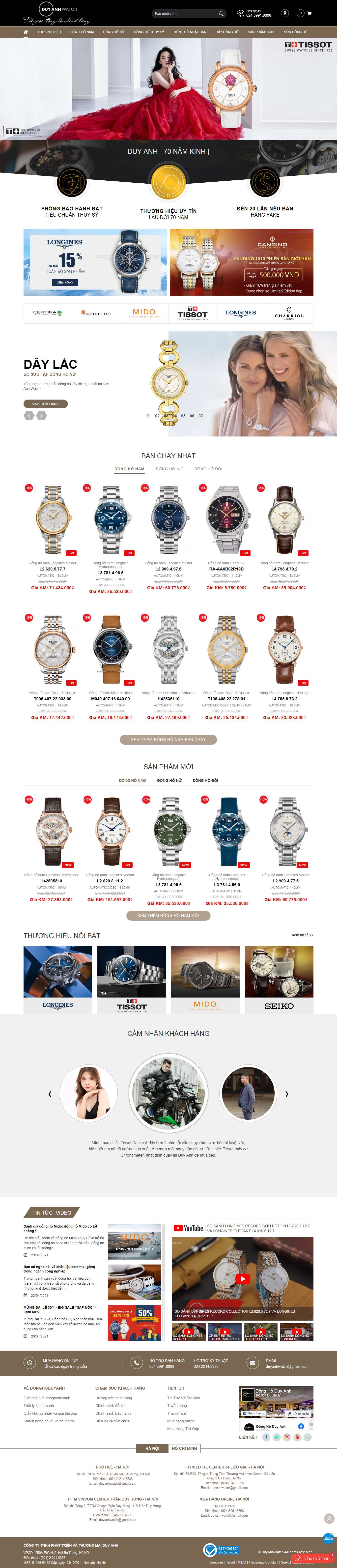 Thiết kế Web đồng hồ donghoduyanh.com