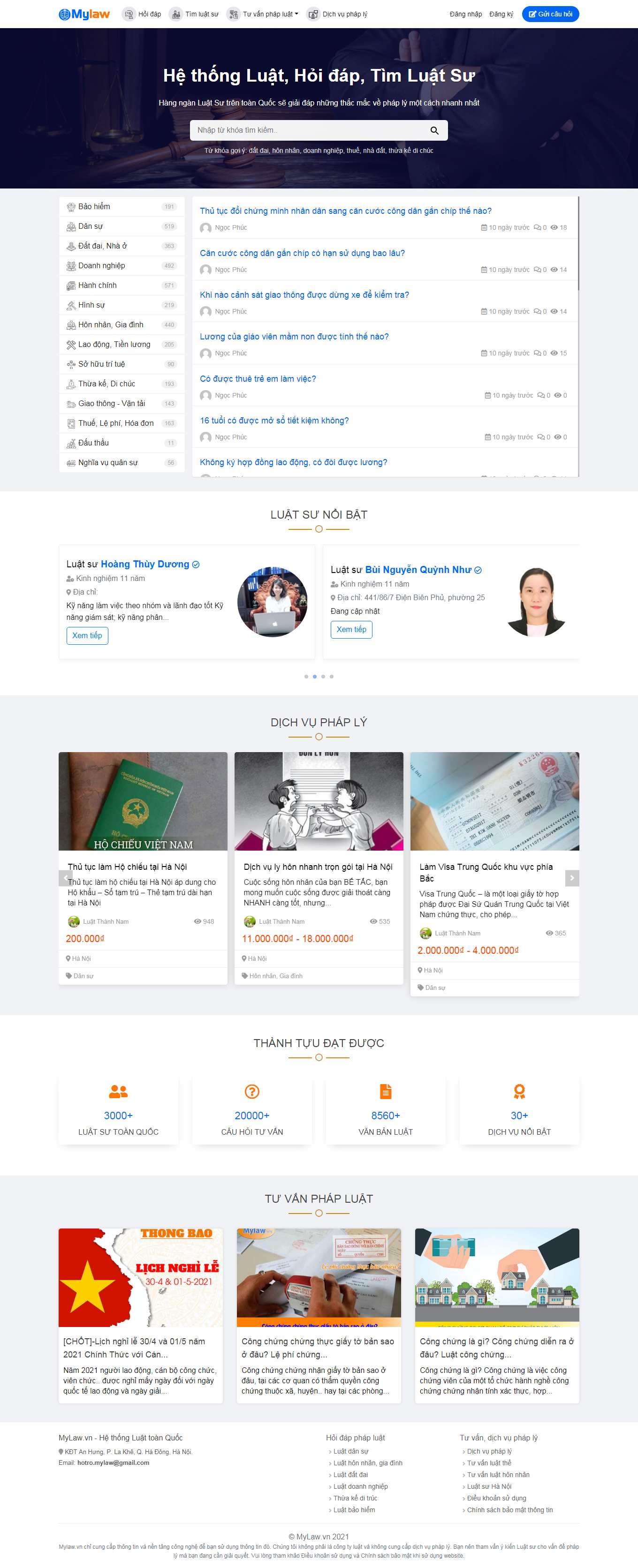 Thiết kế Web luật sư mylaw.vn