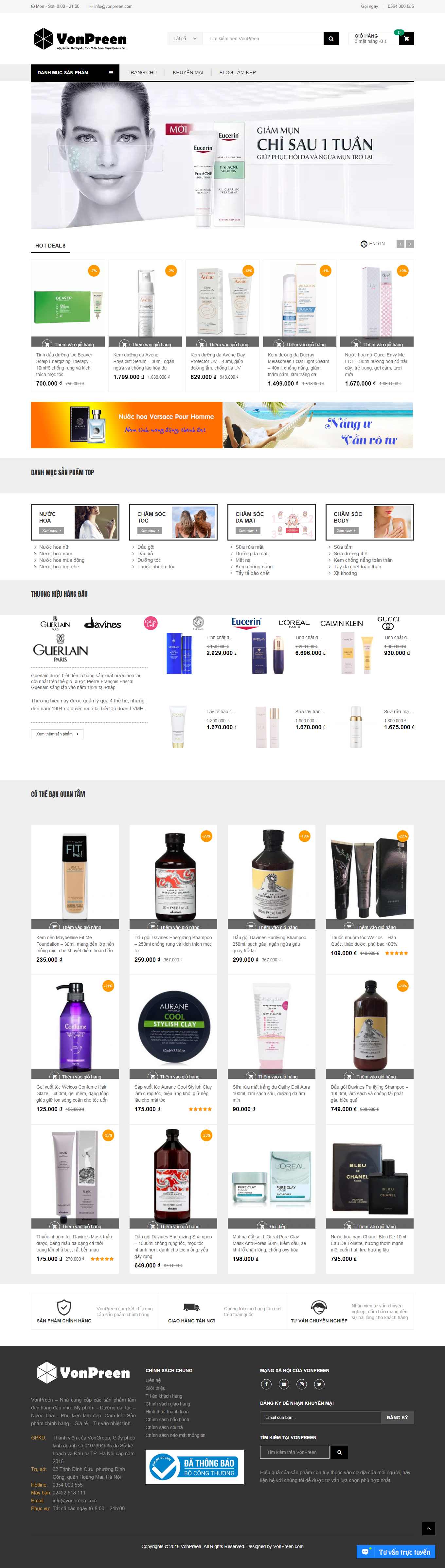 Thiết kế Web bán nước hoa vonpreen.com