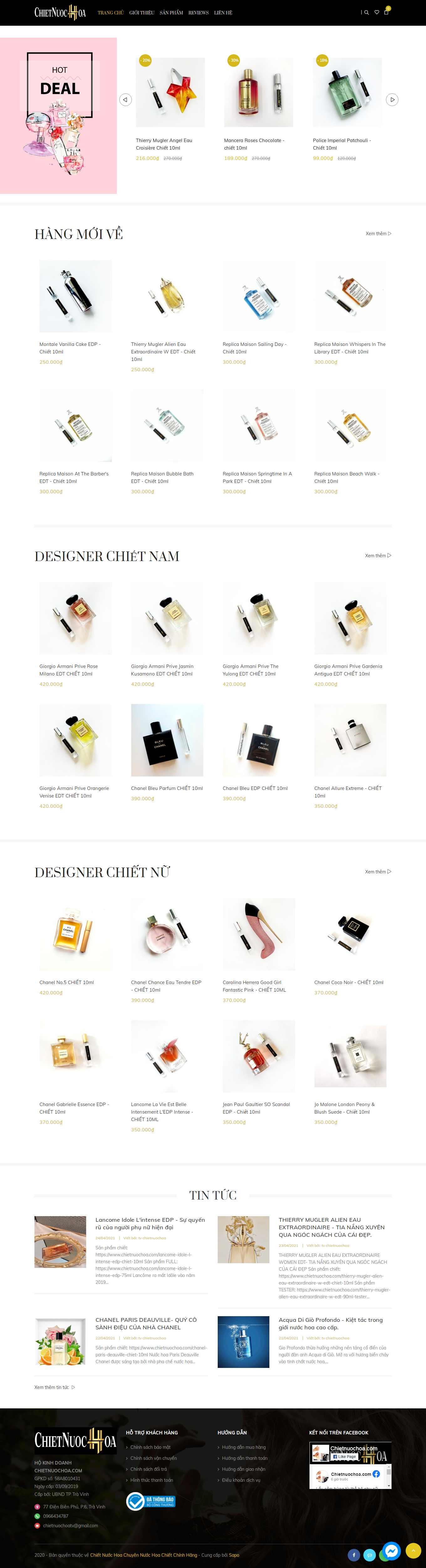 Thiết kế Web bán nước hoa chietnuochoa.com
